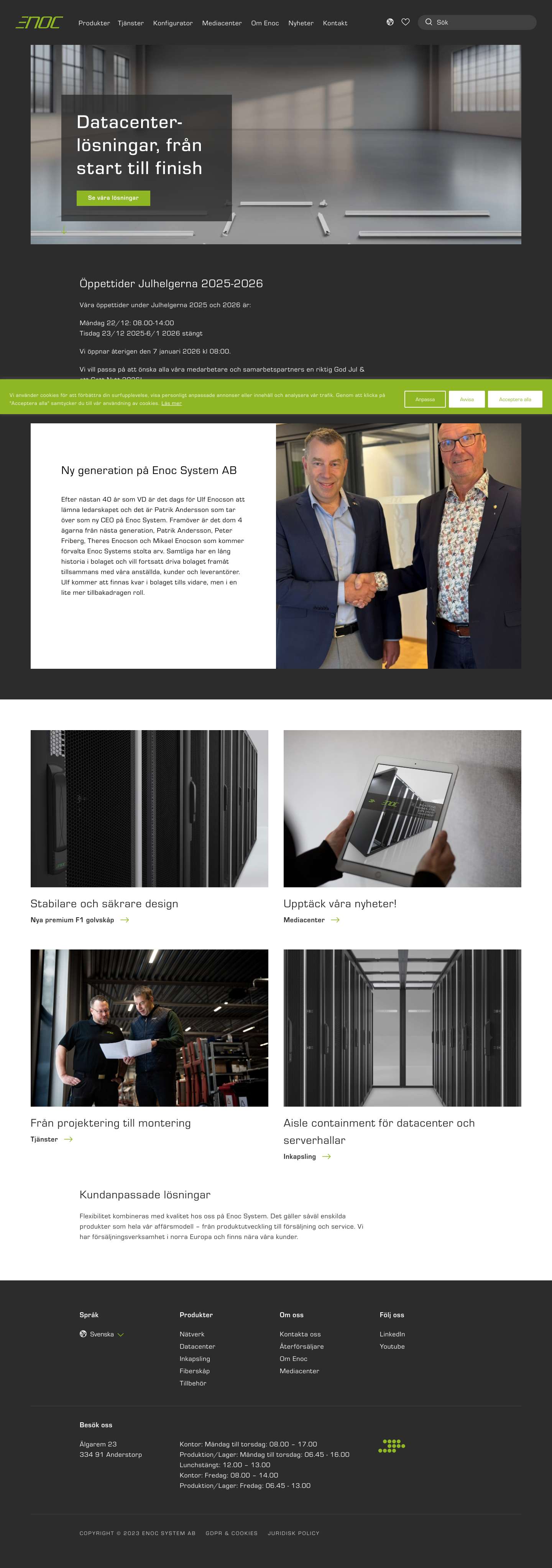 Enoc System – skåp till nätverk och datacenter - Full Screenshot