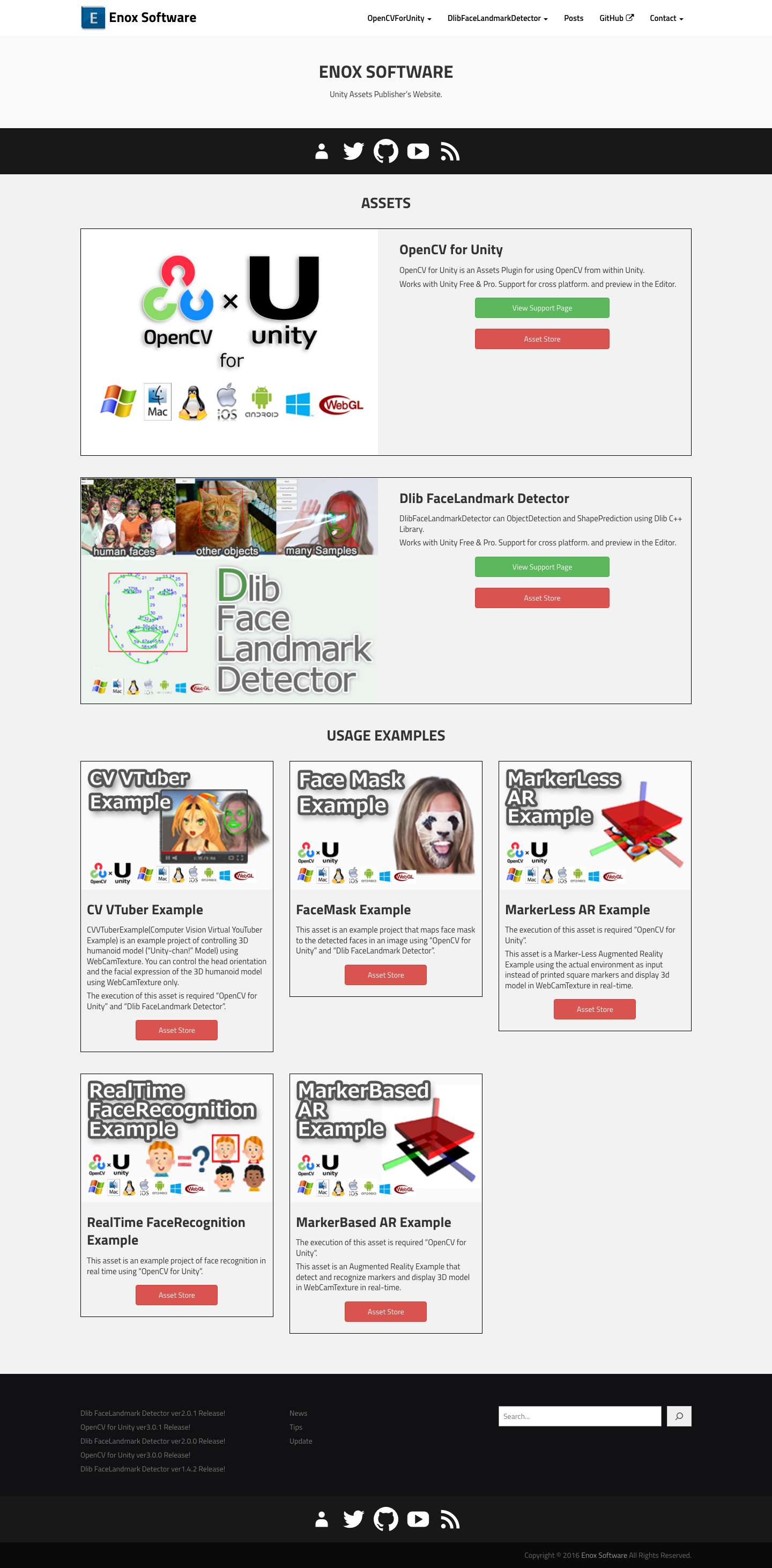 Enox Software – Unity Assets Publisher’s Website. - Full Screenshot