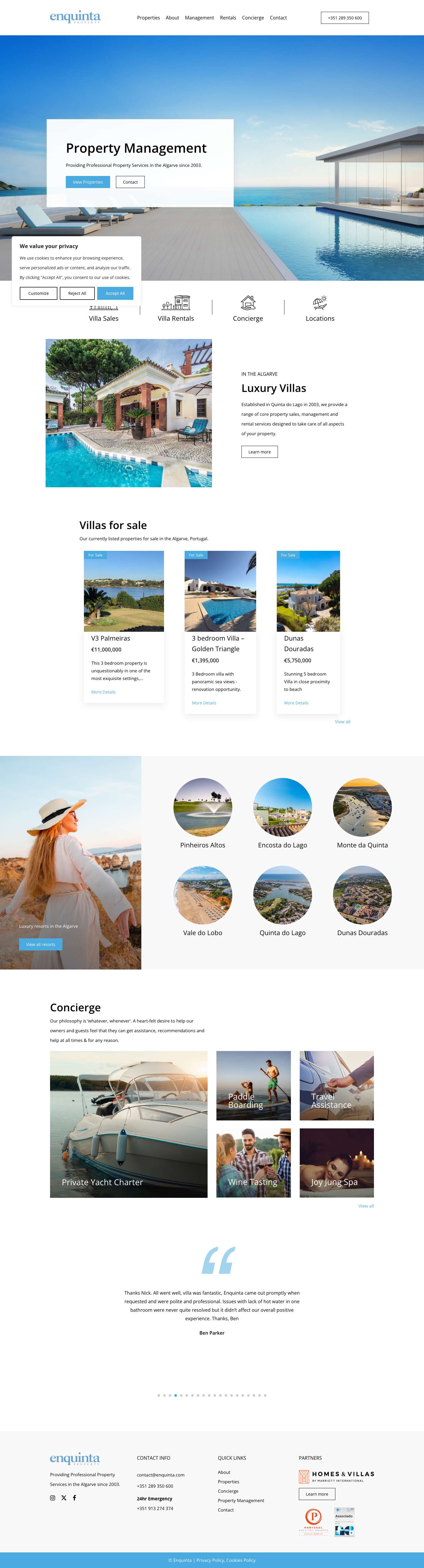 Property Services in the Algarve - Enquinta - Full Screenshot