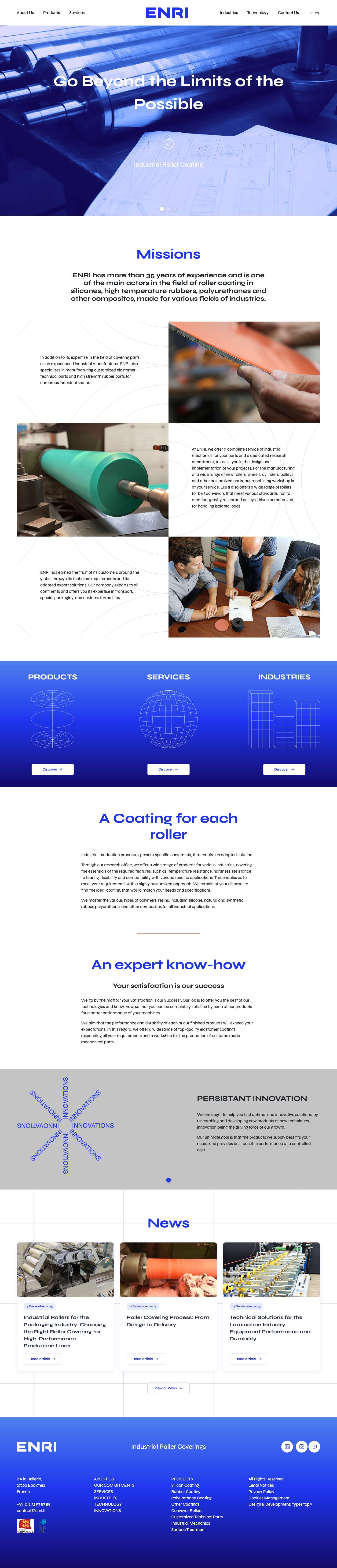 Industrial roller coating | ENRI - Full Screenshot