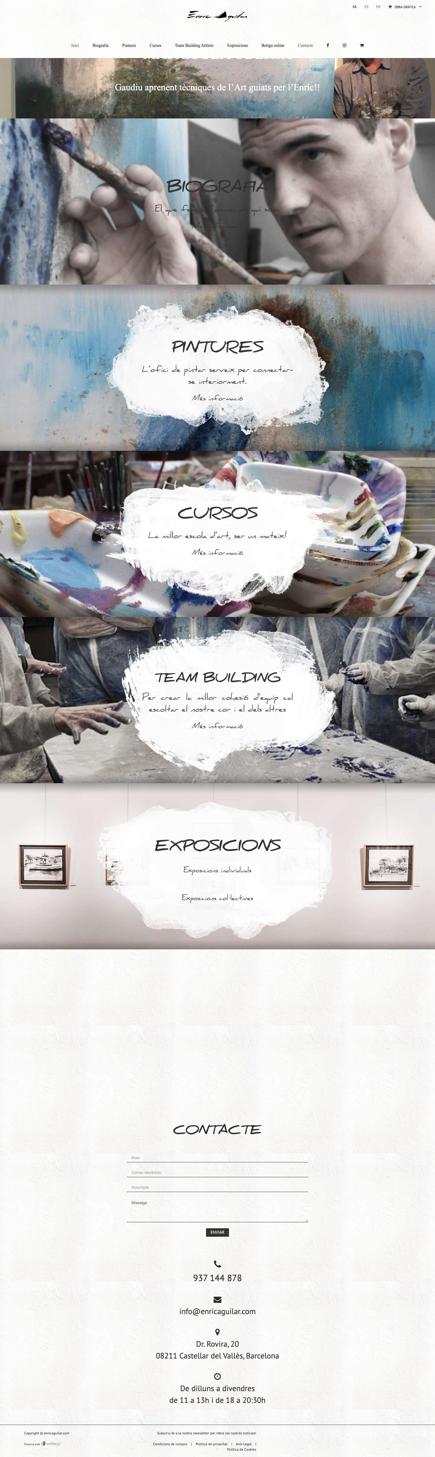 Enric Aguilar - Pintor, Exposicions, Cursos i Team Building - Full Screenshot