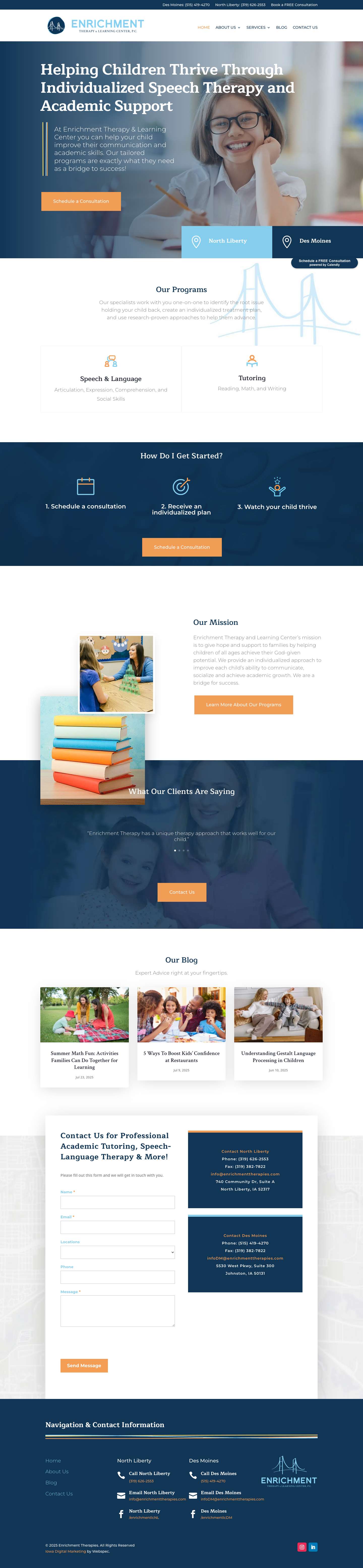 Enrichment Therapy & Learning Center | Speech-Language Pathologists - Full Screenshot