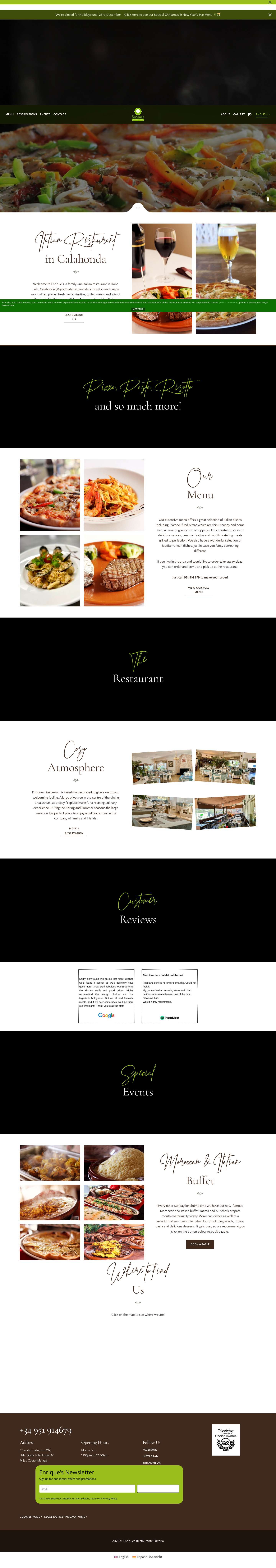 enriquesrestaurantepizzeria.com - Full Screenshot