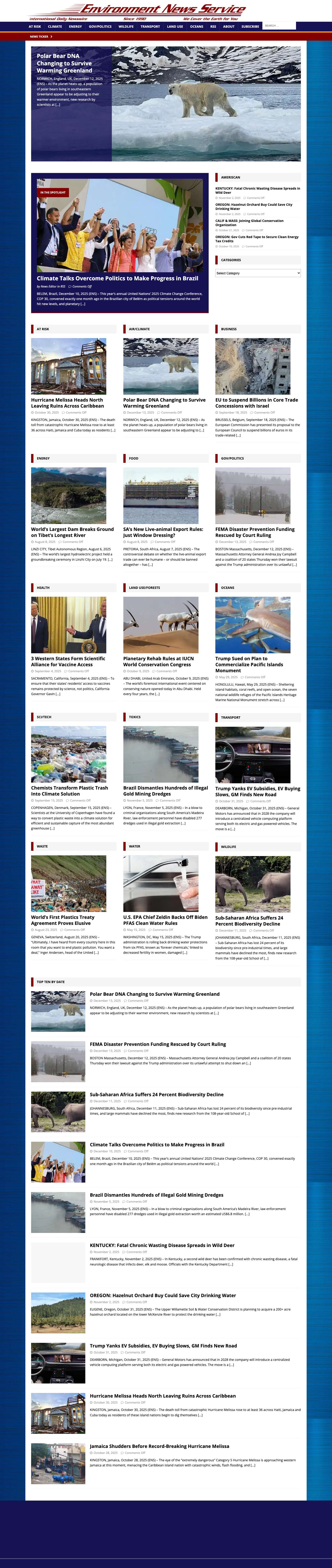 Environment News Service - Full Screenshot