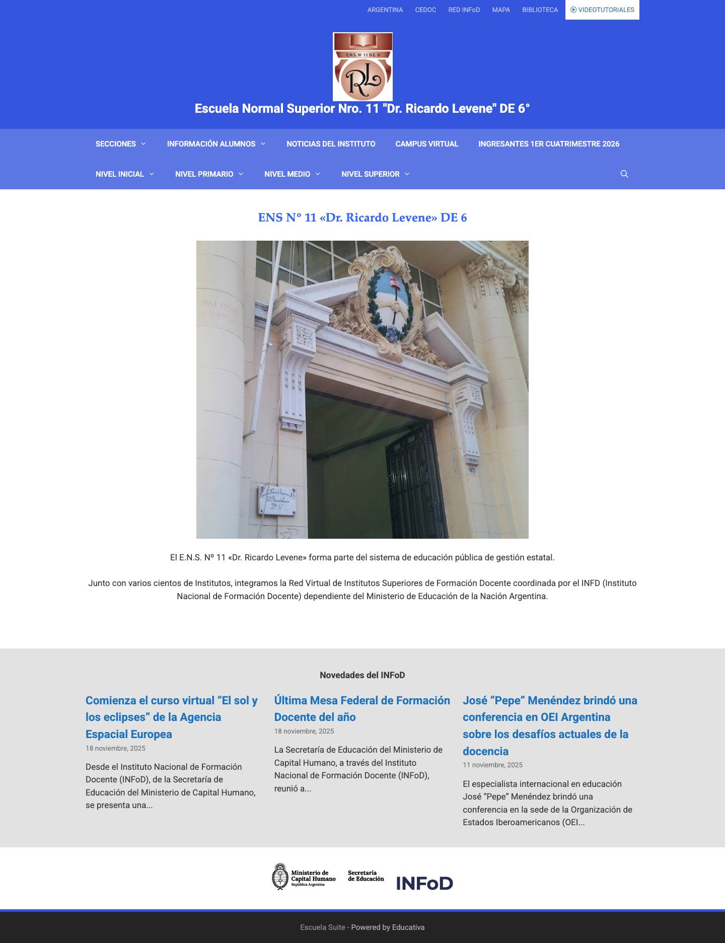 Escuela Normal Superior Nro. 11 "Dr. Ricardo Levene" DE 6° - Full Screenshot