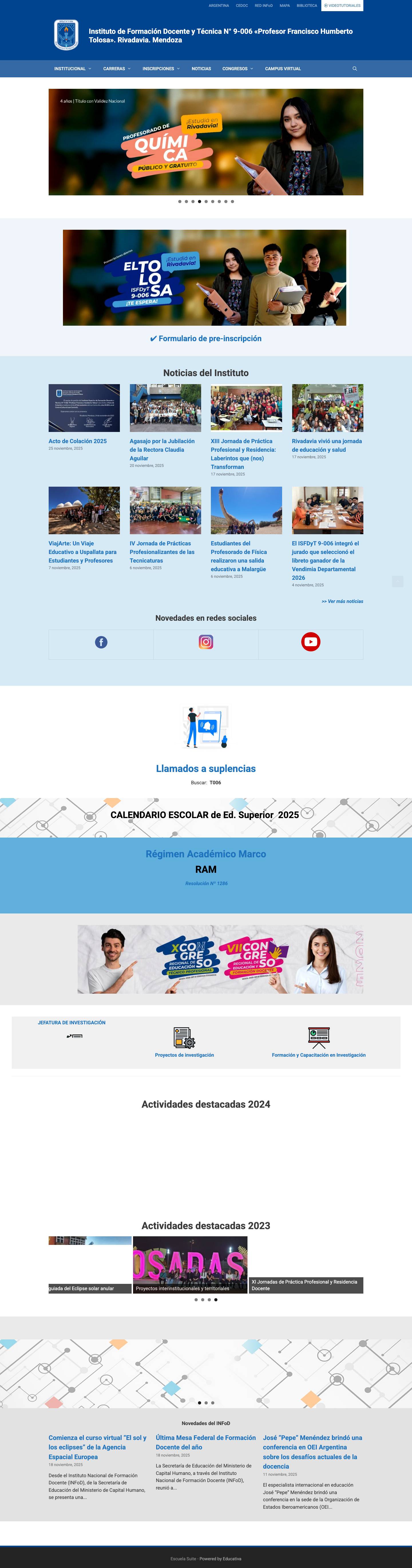 Instituto de Formación Docente y Técnica N° 9-006 «Profesor Francisco Humberto Tolosa». Rivadavia. Mendoza - Full Screenshot