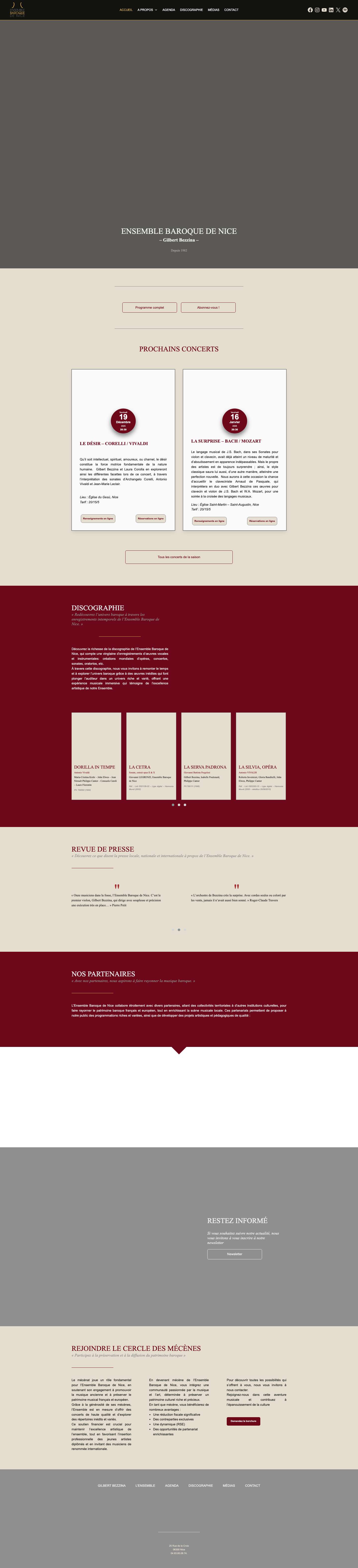 Accueil - Ensemble Baroque de Nice - Full Screenshot