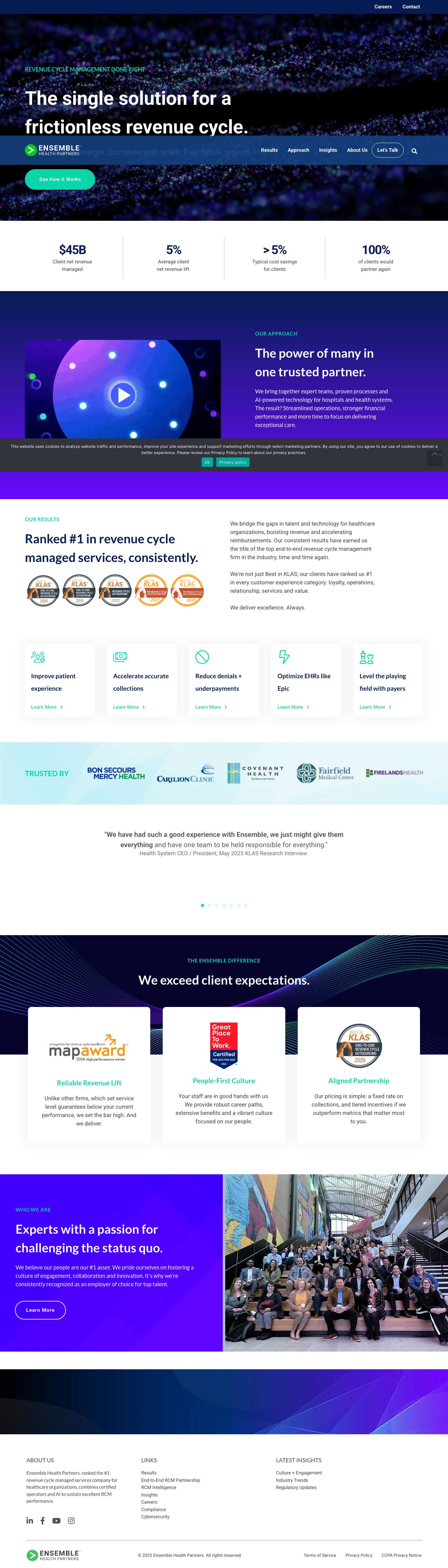 Ensemble Health Partners | Revenue Cycle Management Company - Full Screenshot
