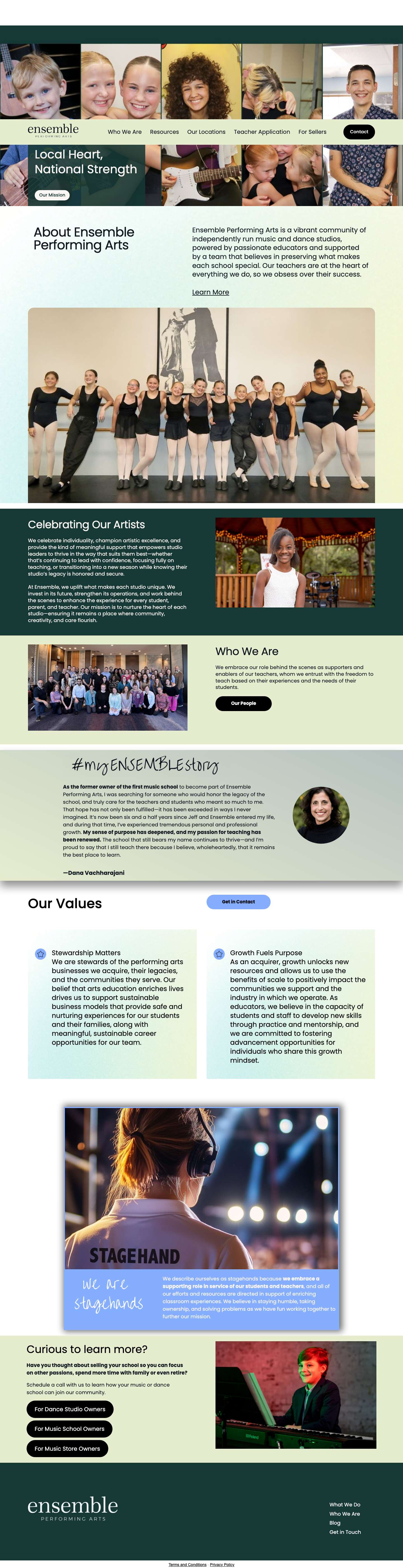 Ensemble Performing Arts | Supporting Excellence in Pedagogy - Full Screenshot