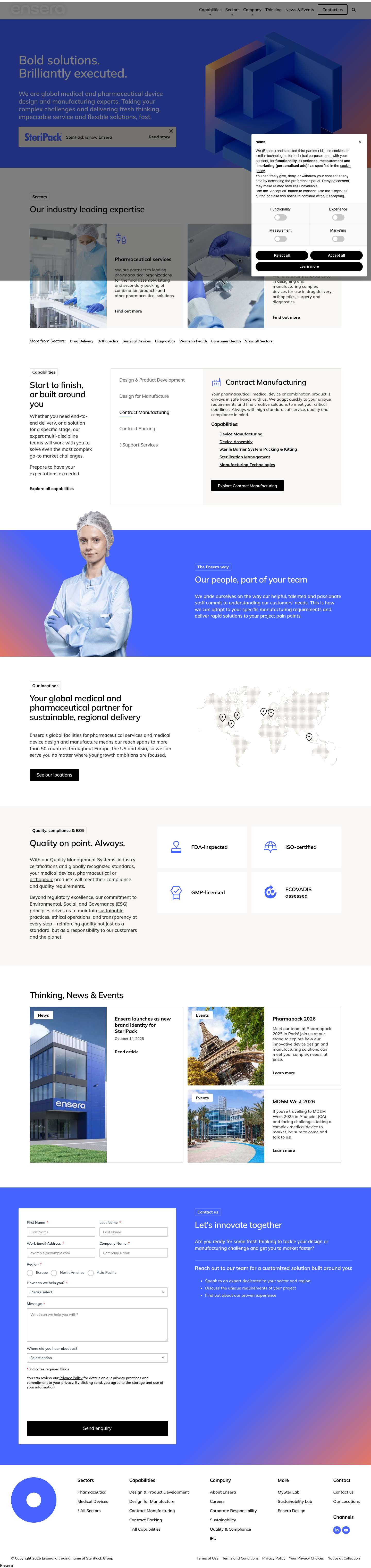Ensera (formerly SteriPack) | Medical & Pharmaceutical Device Design & Development - Full Screenshot