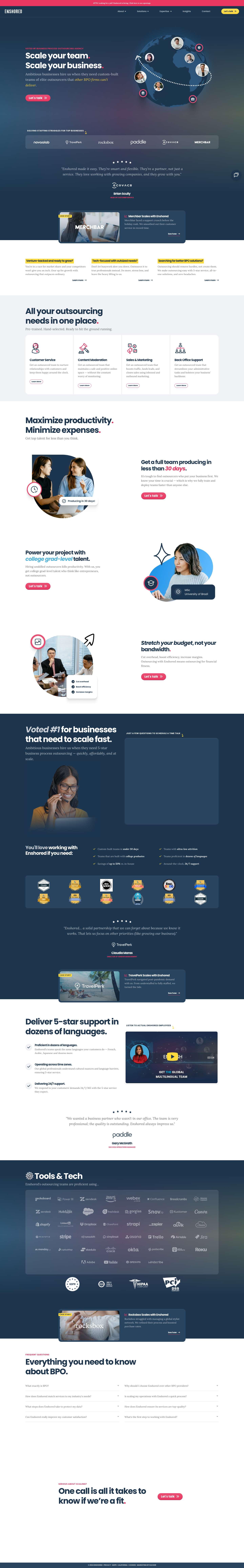 #1 | BPO Outsourcing Company In The USA | Enshored - Full Screenshot