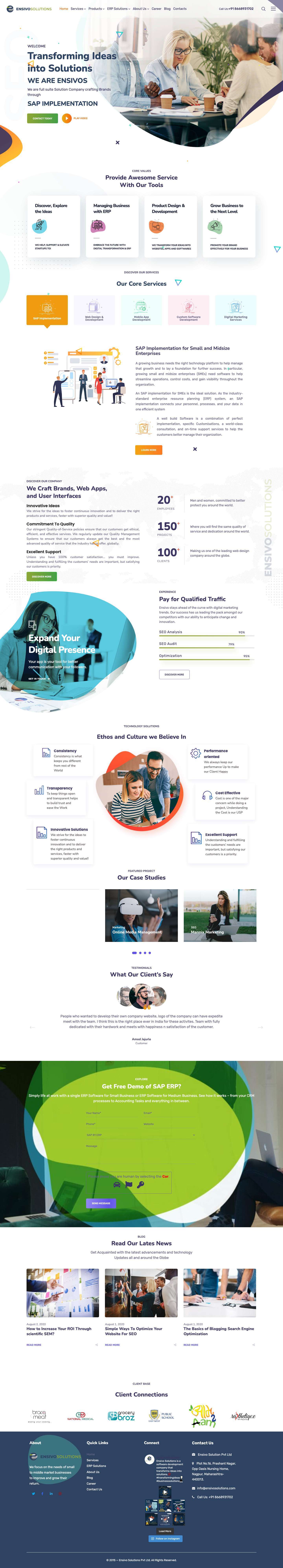 Ensivo Solutions - Software Company, SAP B1, ERP, Mobile App, Website - Full Screenshot