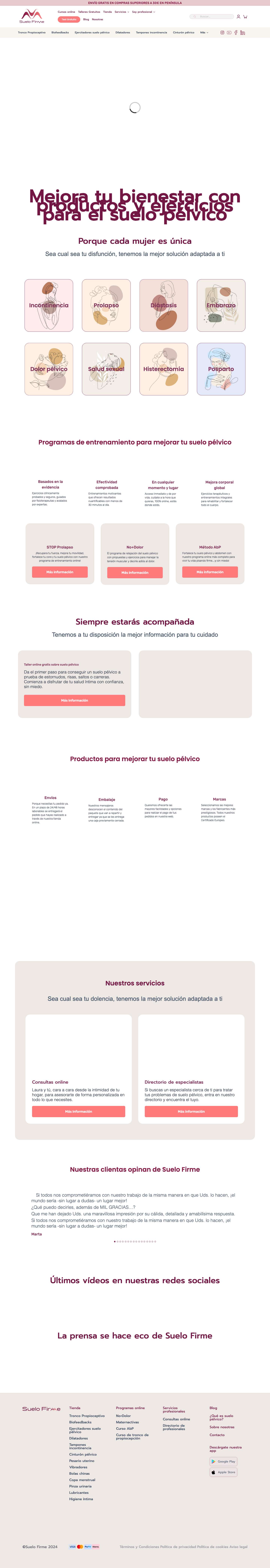 Productos y entrenamientos para Suelo Pélvico | Suelo Firme - Full Screenshot