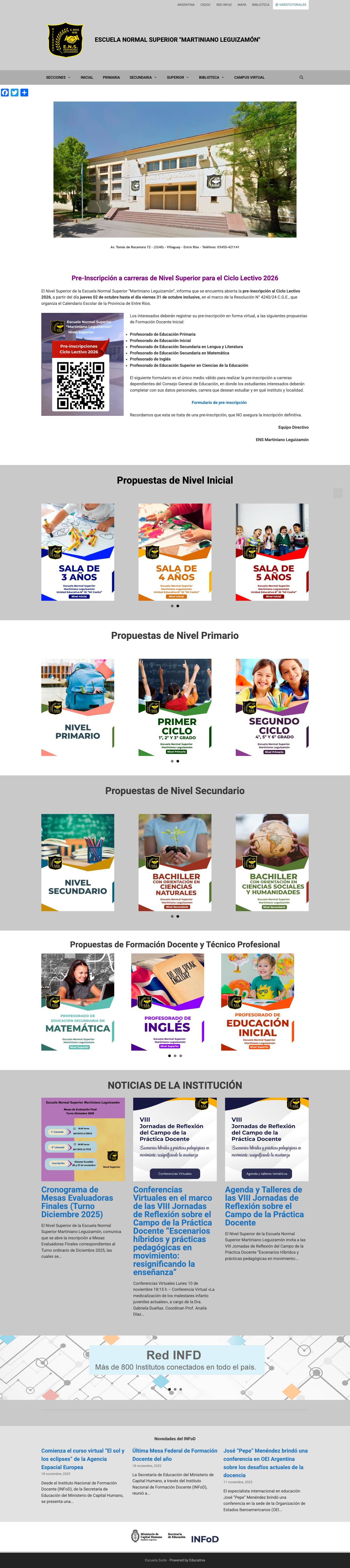 ESCUELA NORMAL SUPERIOR "MARTINIANO LEGUIZAMÓN" - Full Screenshot