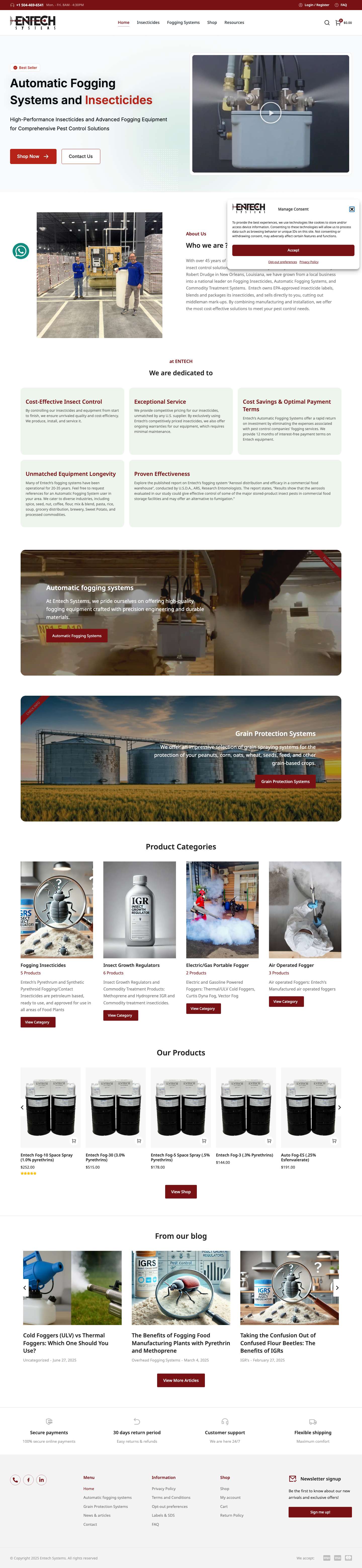 Automatic Fogging Systems and Insecticides | Entech Systems - Full Screenshot