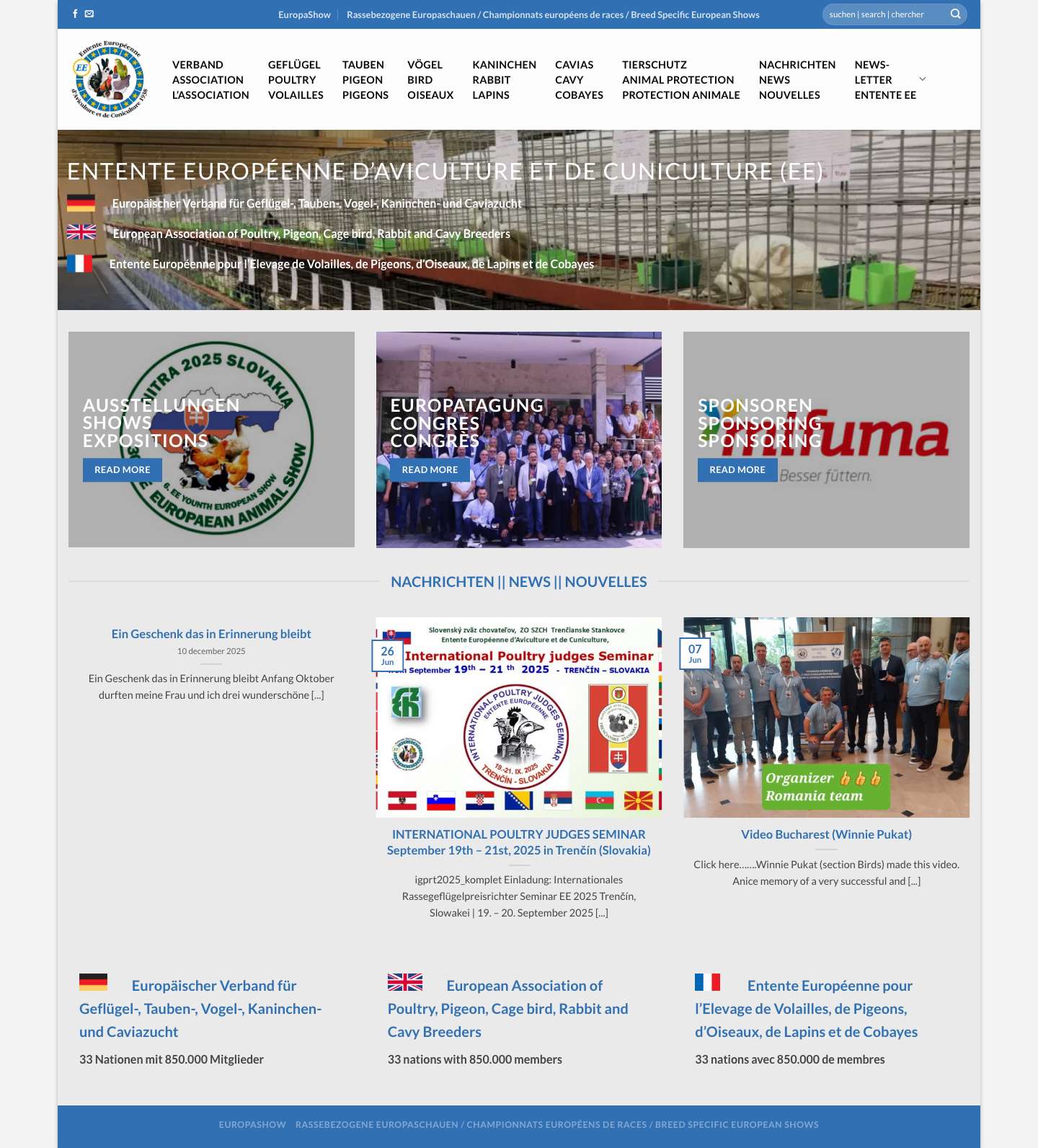 European Association of Poultry, Pigeon, Cage bird, Rabbit and Cavy Breeders - Full Screenshot