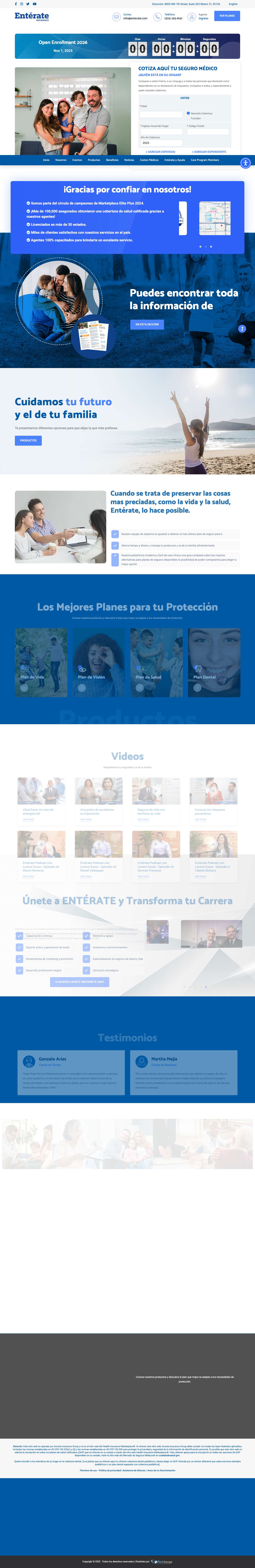 Seguro Médico en Miami | Póliza de Seguro Médico - Seguro Médico de Bajo Costo | Comparar seguros médicos - Full Screenshot