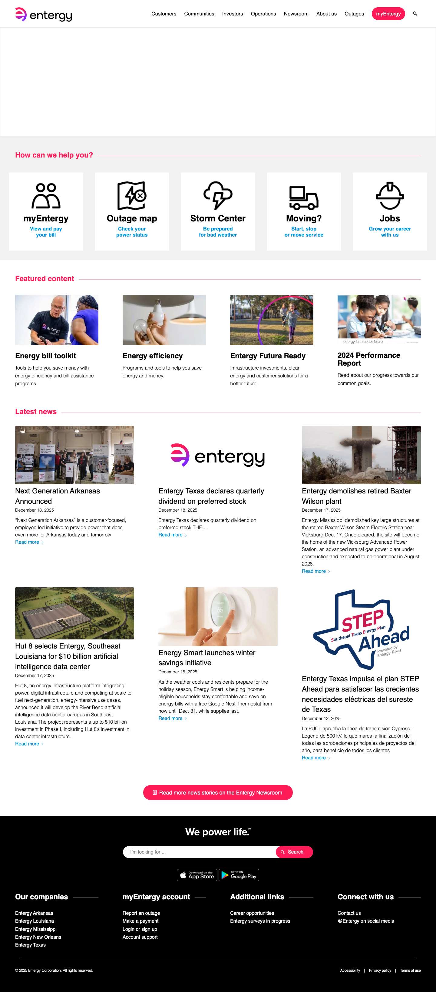 Entergy - We power life.Click to open the search input fieldDoc-textScroll to top - Full Screenshot