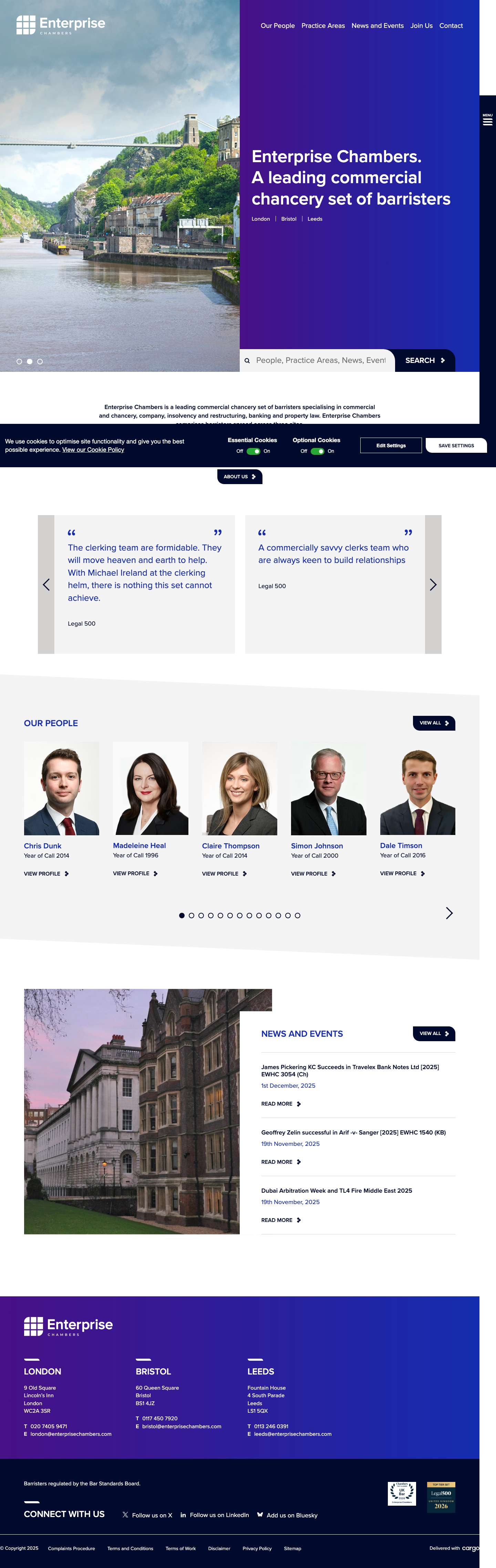 Enterprise Chambers | Commercial Barristers - Full Screenshot