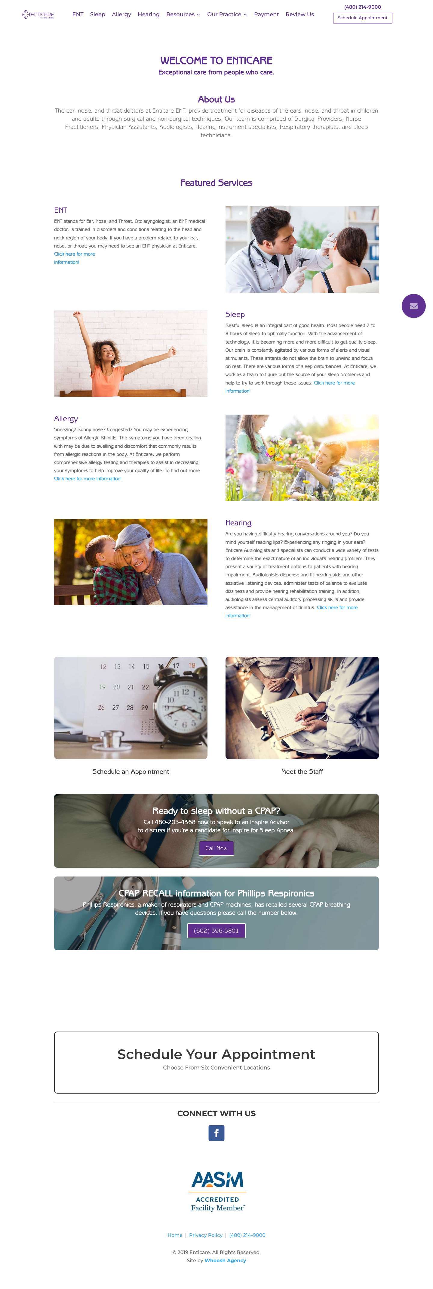 Audiologist & ENT Specialists | Serving Greater Phoenix, AZ | Enticare - Full Screenshot