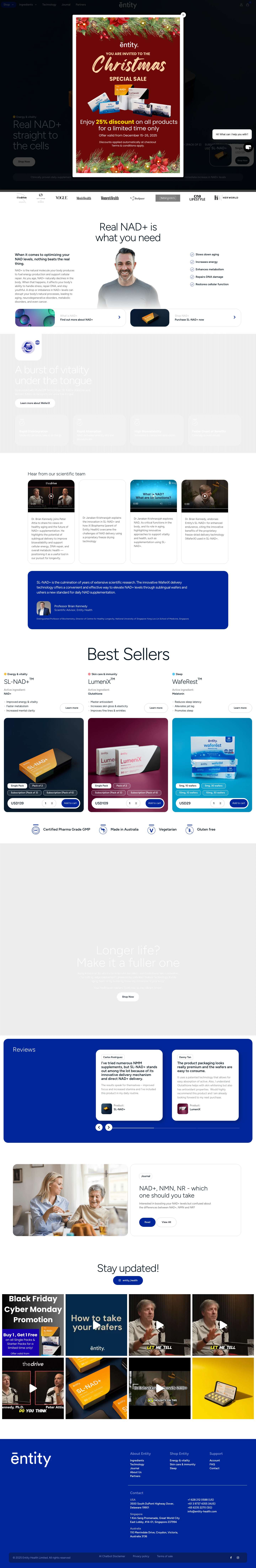 Entity Health – Nutraceuticals to help you live longer, healthier - Full Screenshot