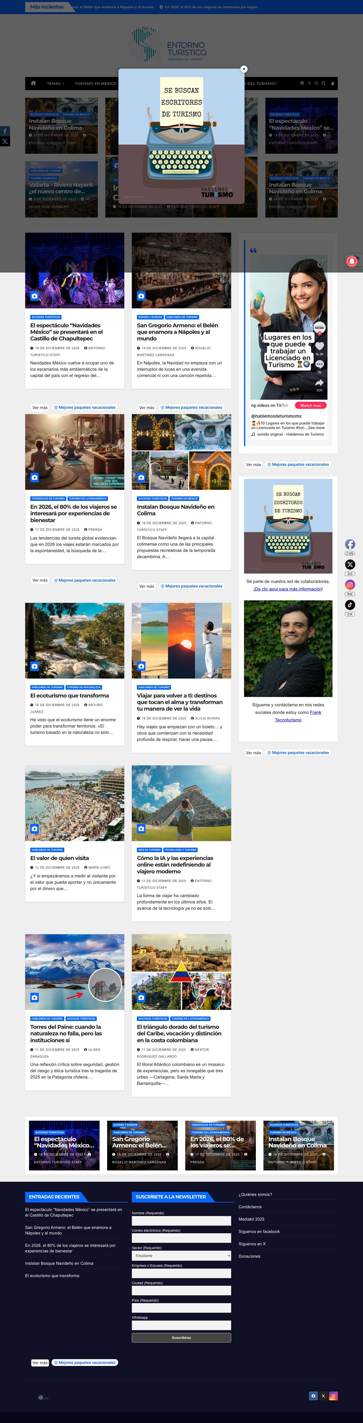 Entorno Turístico - Notas de turismo para estudiantes, viajeros y profesionales del turismo - Full Screenshot