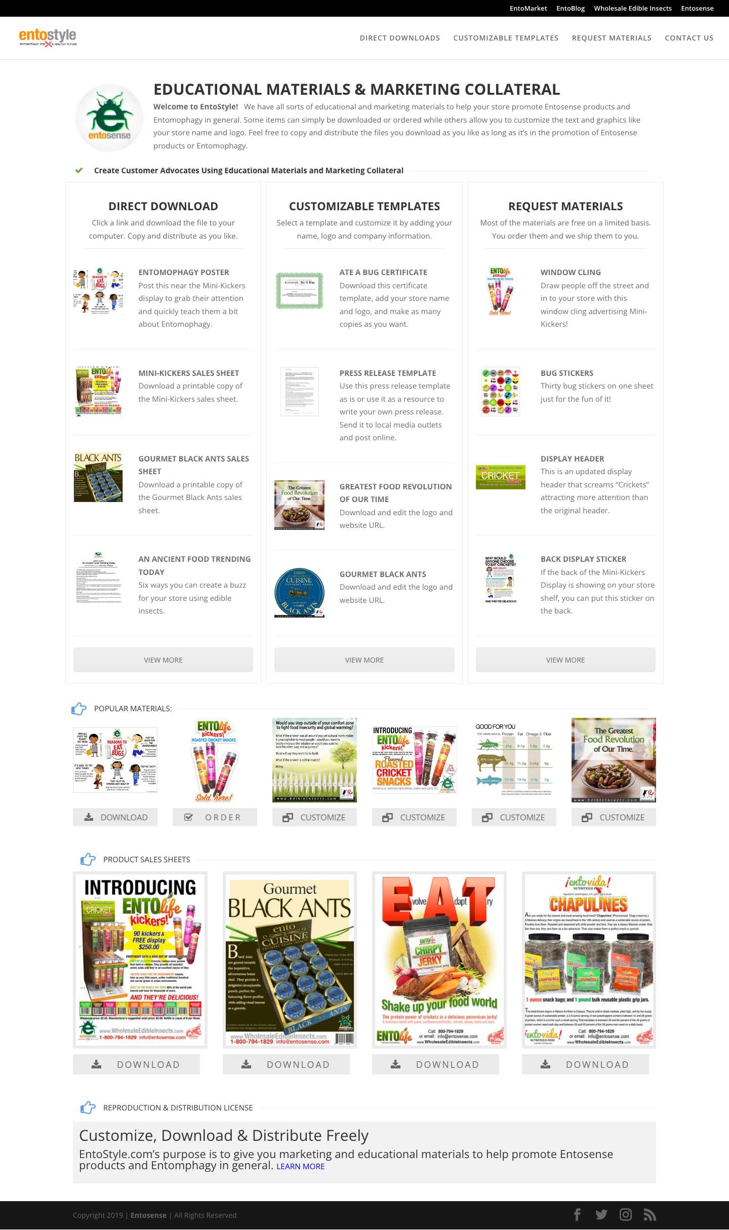 EntoStyle | Free Entomophagy Materials - Full Screenshot