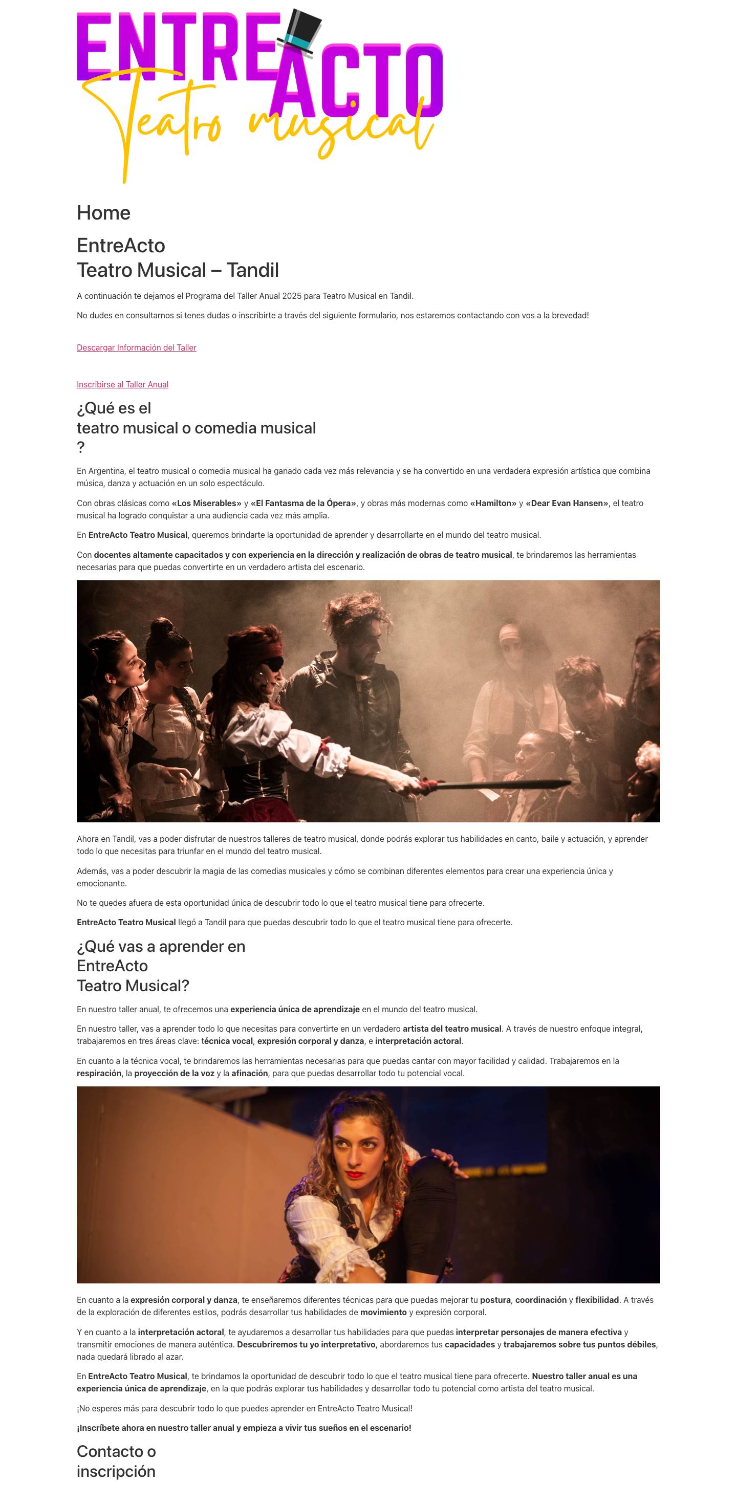 EntreActo Teatro Musical – EntreActo Teatro Musical, el lugar donde podés explorar tus habilidades y desarrollar todo tu potencial como artista del teatro musical en Argentina. - Full Screenshot