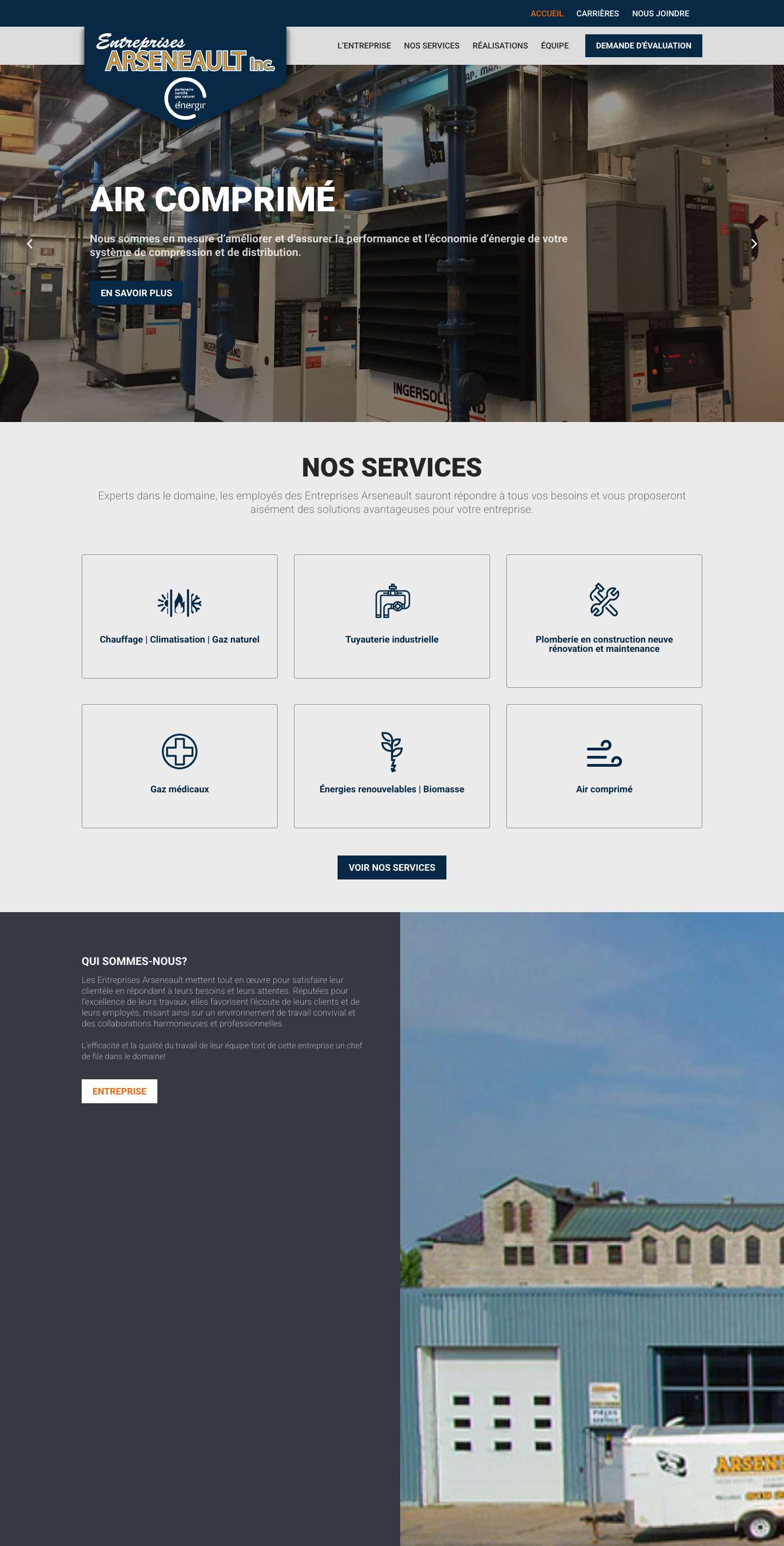 Accueil - Entreprises Arseneault inc. - Full Screenshot