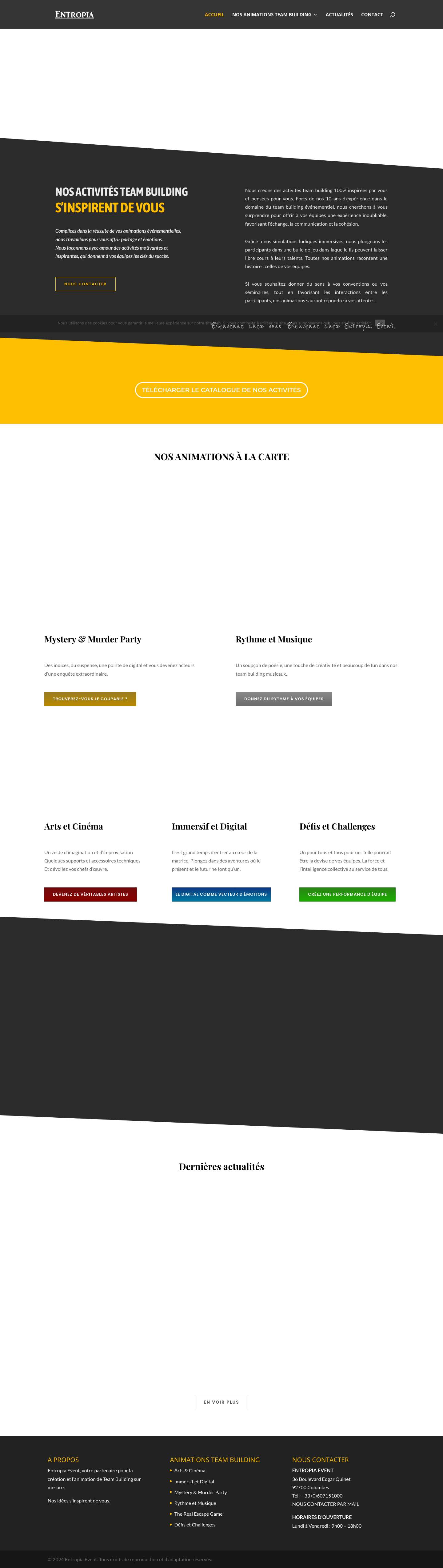Accueil - Entropia Event, l'agence de Team Building qui s'inspire de vous. - Full Screenshot