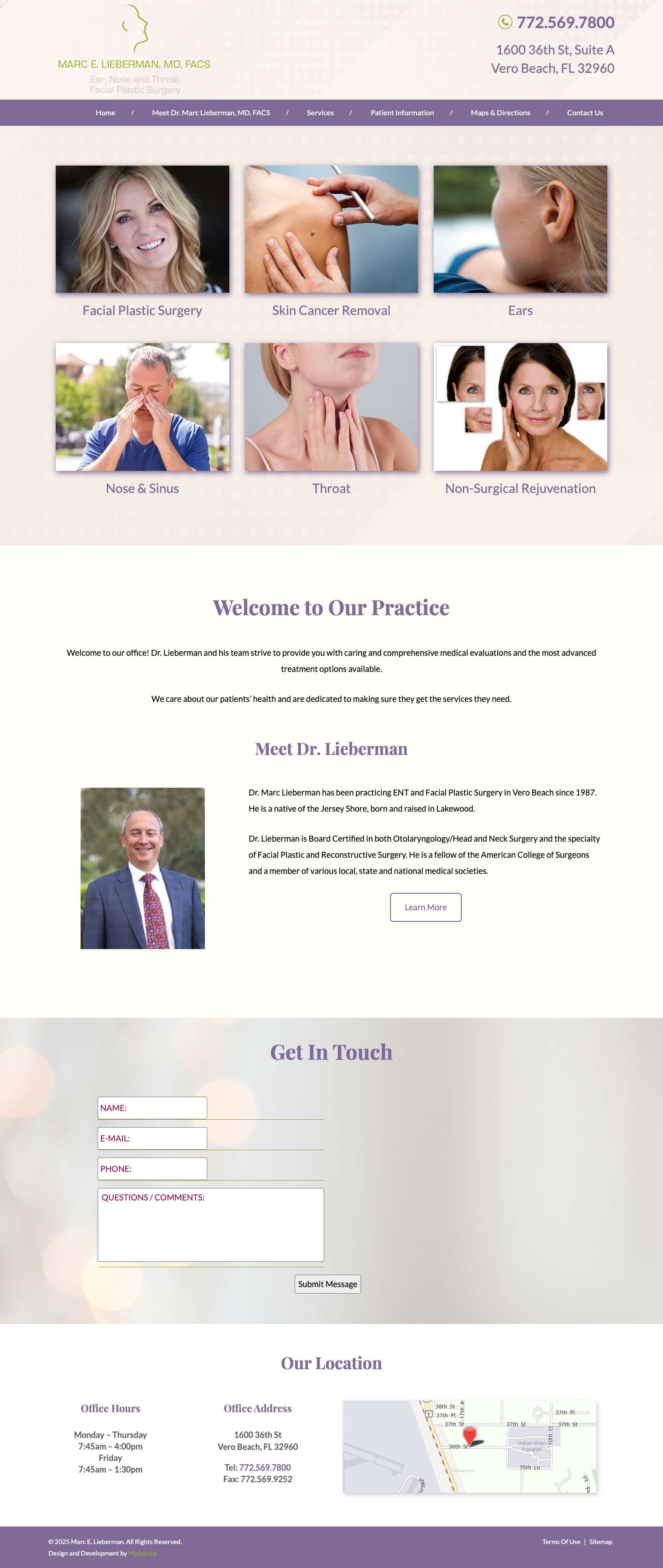 ENT Doctor Vero Beach FL | ENT Vero Beach | Facial Plastic Surgeon Vero Beach FL - Full Screenshot