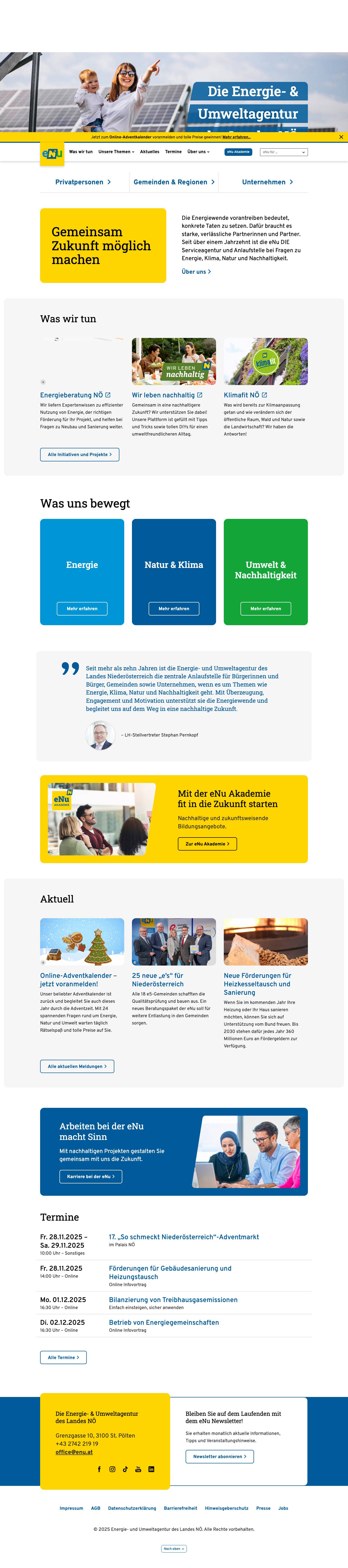 Energie- und Umweltagentur NÖ (eNu) - Full Screenshot