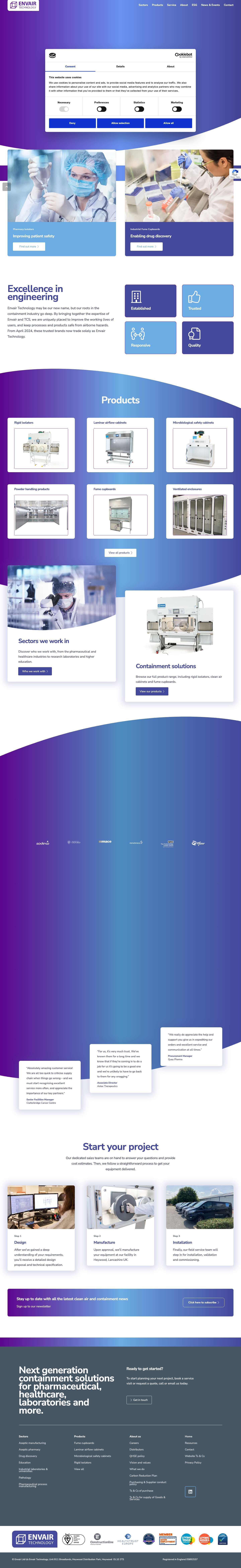 Clean Air & Containment Solutions - Envair Technology - Full Screenshot