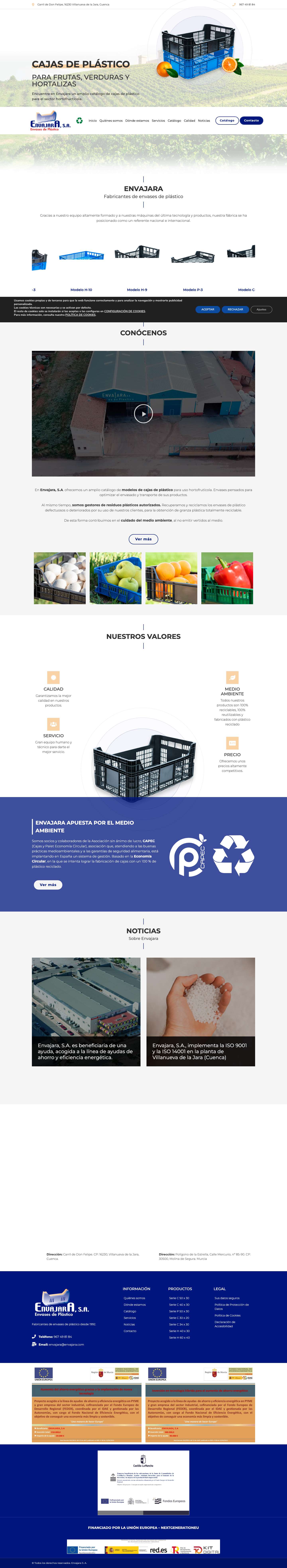 Envajara Fabricantes de Envases de Plástico - Sector Hortofructícola - Full Screenshot