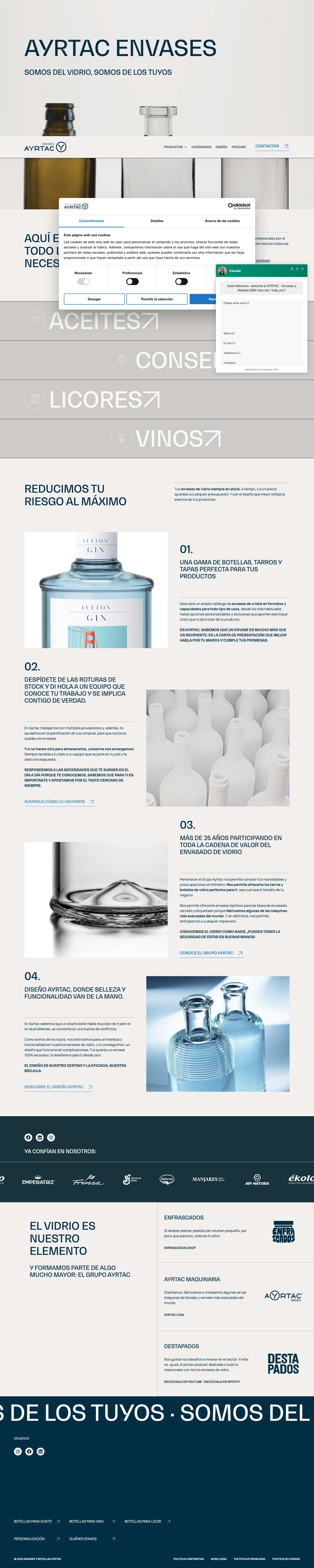 Envases y botellas AYRTAC. Somos del vidrio, somos de los tuyos - Full Screenshot