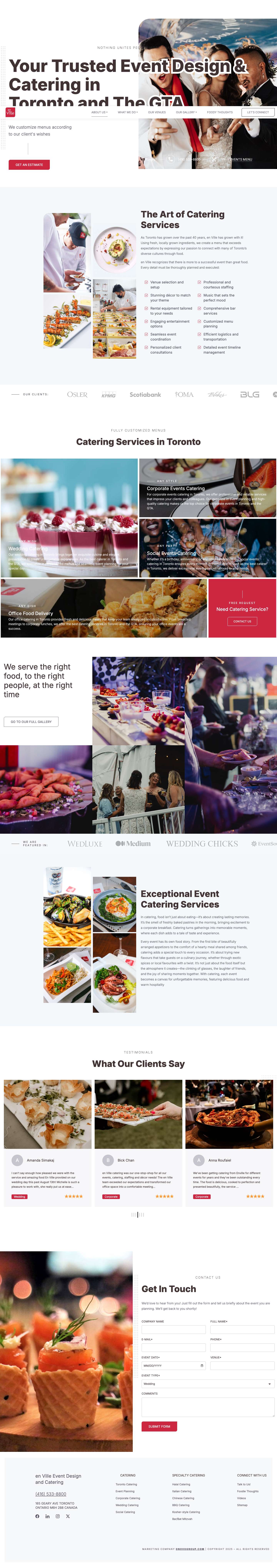 Best Catering Toronto Has To Offer | En Ville Food Caterers - Full Screenshot
