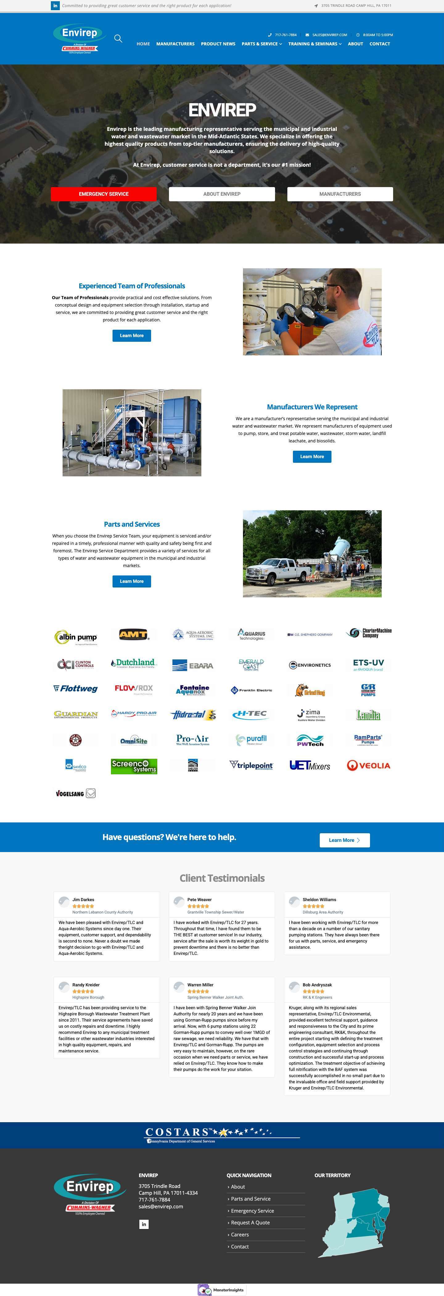 Envirep/TLC - Leader in Water and Wasterwater Treatment and Pumping - Full Screenshot