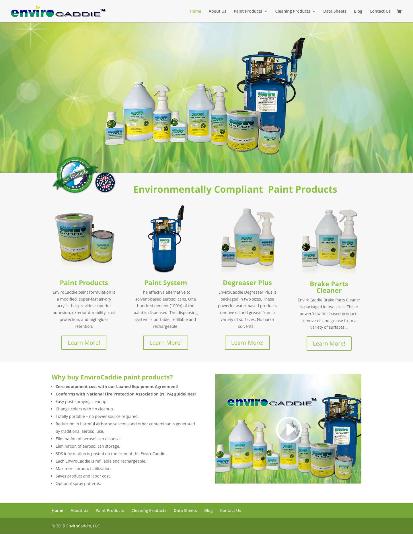 Environmentally Compliant, Safe Work Place Painting Products - EnviroCaddie - Full Screenshot