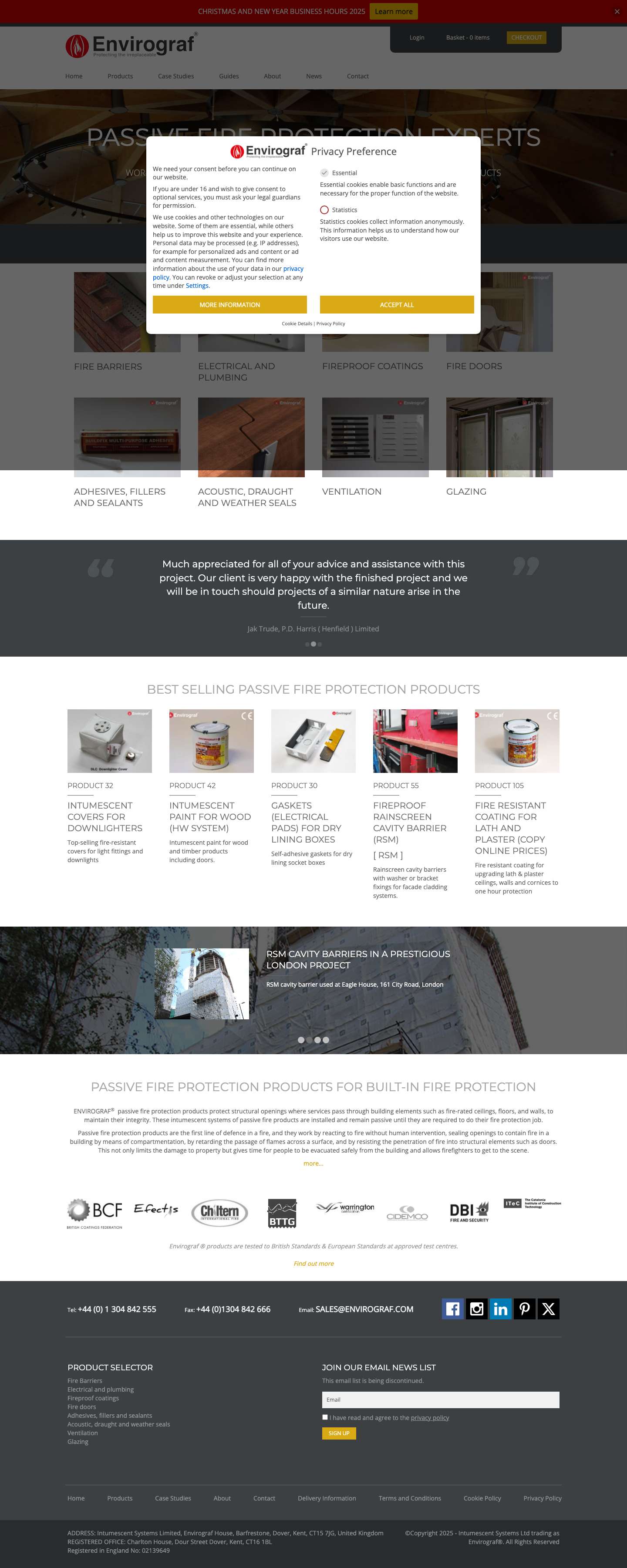 Passive Fire Protection Products from Envirograf - Full Screenshot