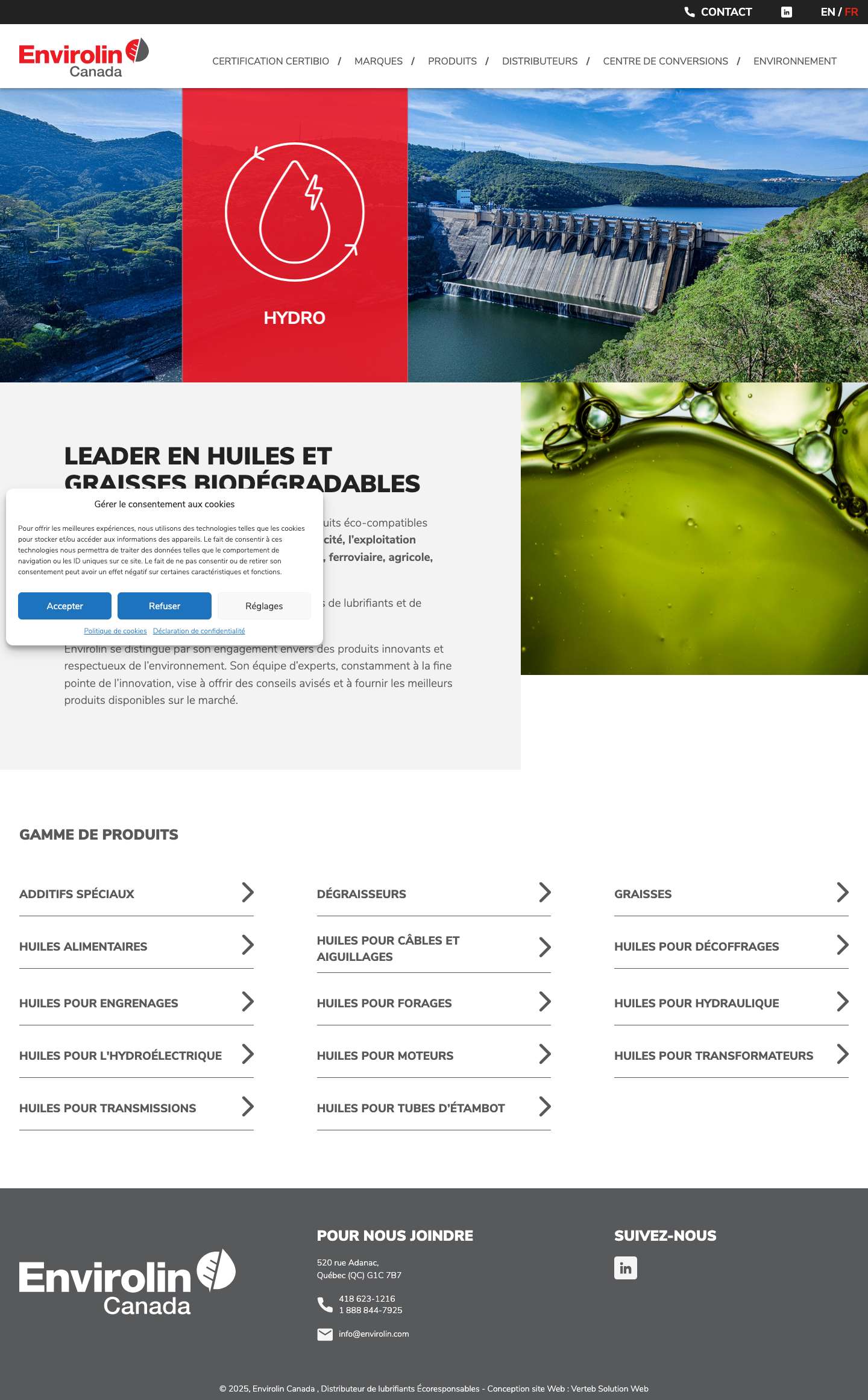 Envirolin Canada – Panolin, lubrifiants synthétiques écoresponsables - Full Screenshot