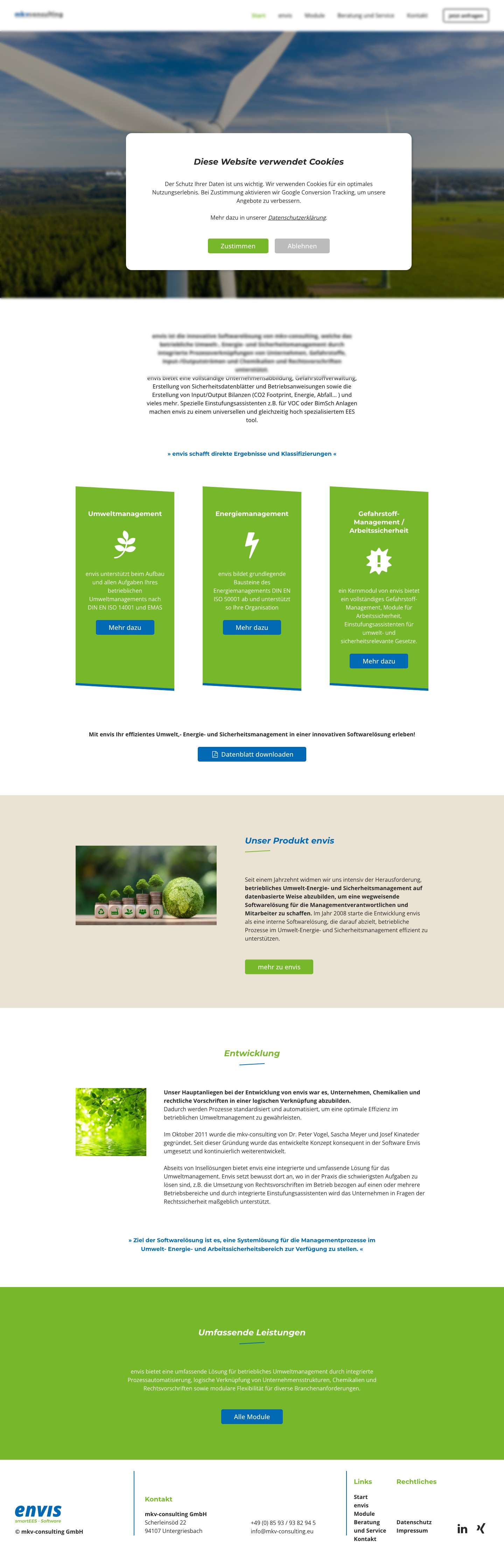 envis – Wir kümmern uns um Ihre Umwelt - Startseiteenvis – Wir kümmern uns um Ihre Umwelt - Full Screenshot