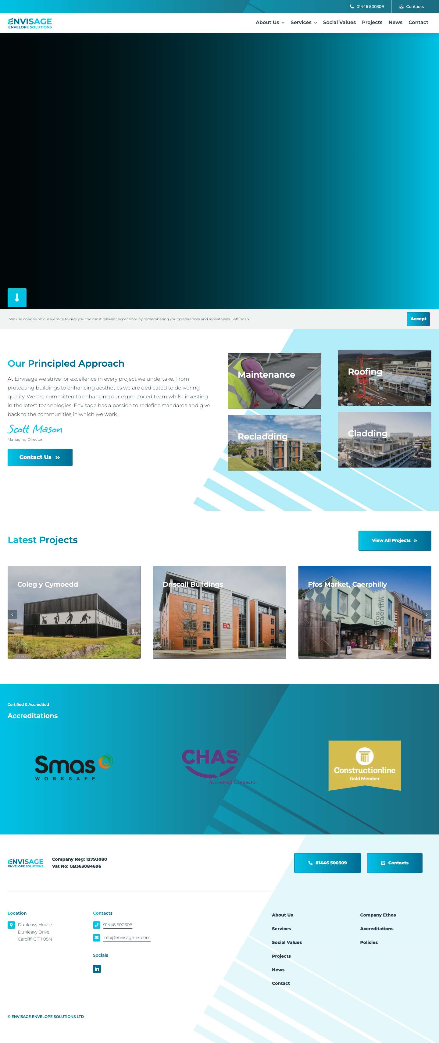 Envisage Envelope Solutions Ltd - Roofing & Cladding Services Wales - Full Screenshot