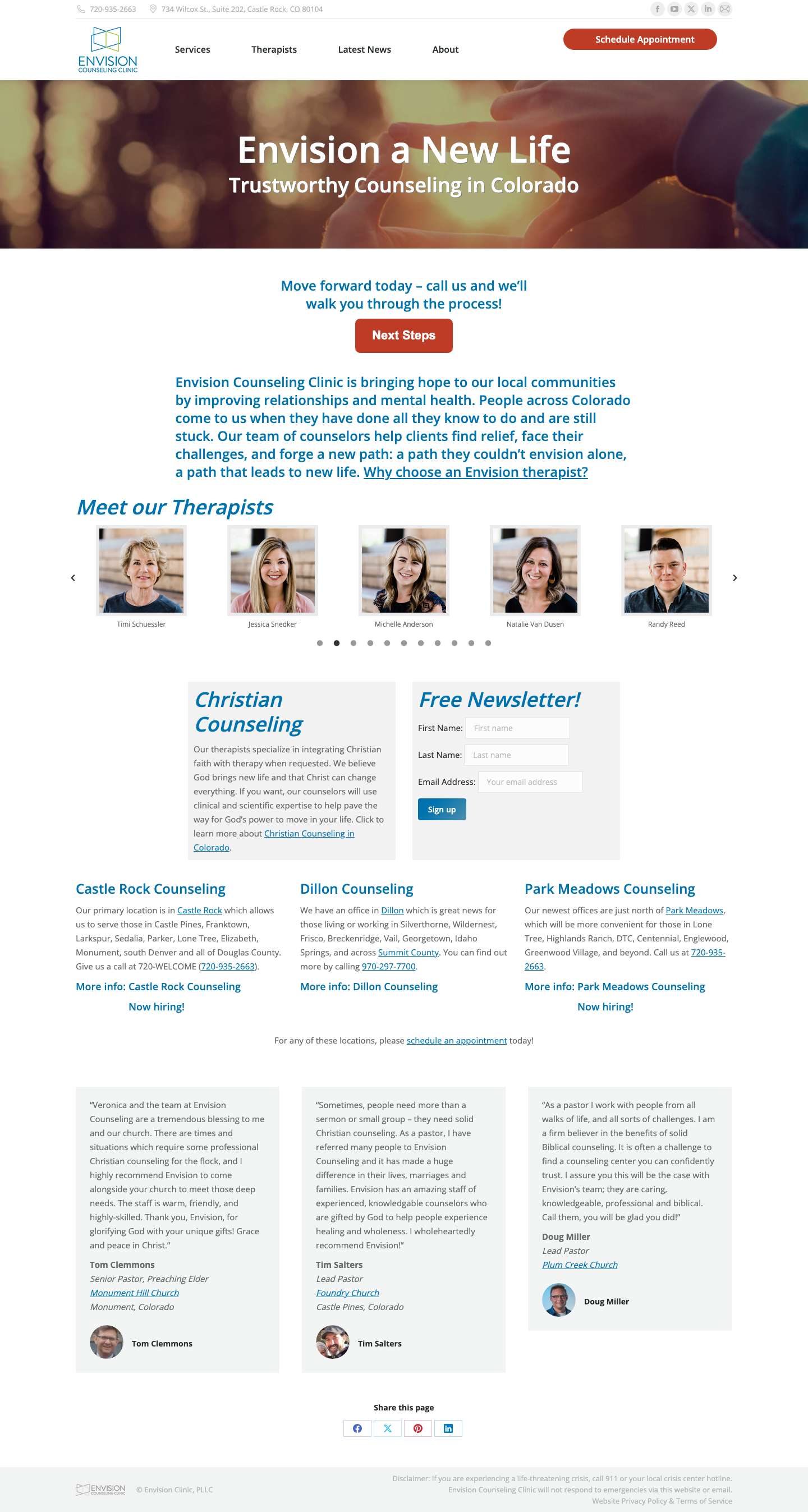 Envision Counseling Clinic | Christian Counseling | Castle Rock, CO 80104 - Full Screenshot