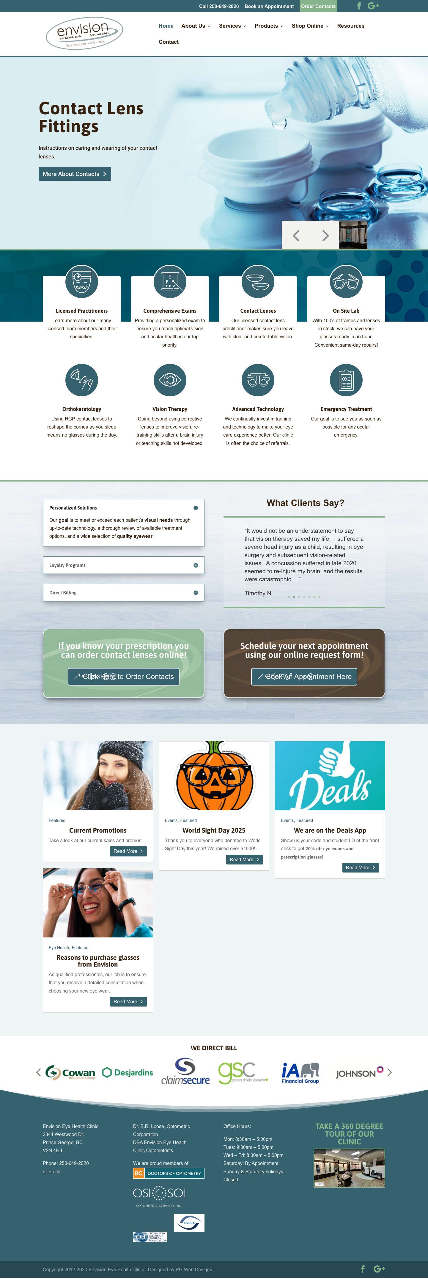 Envision Eye Health Clinic, Prince George, BC - Full Screenshot