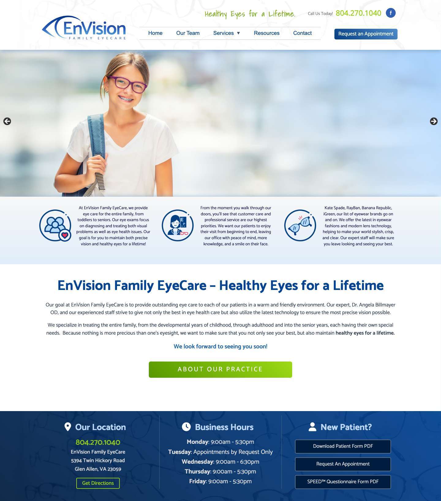 Welcome to EnVision Family EyeCare | Optometrist in Glen Allen, VA - Full Screenshot