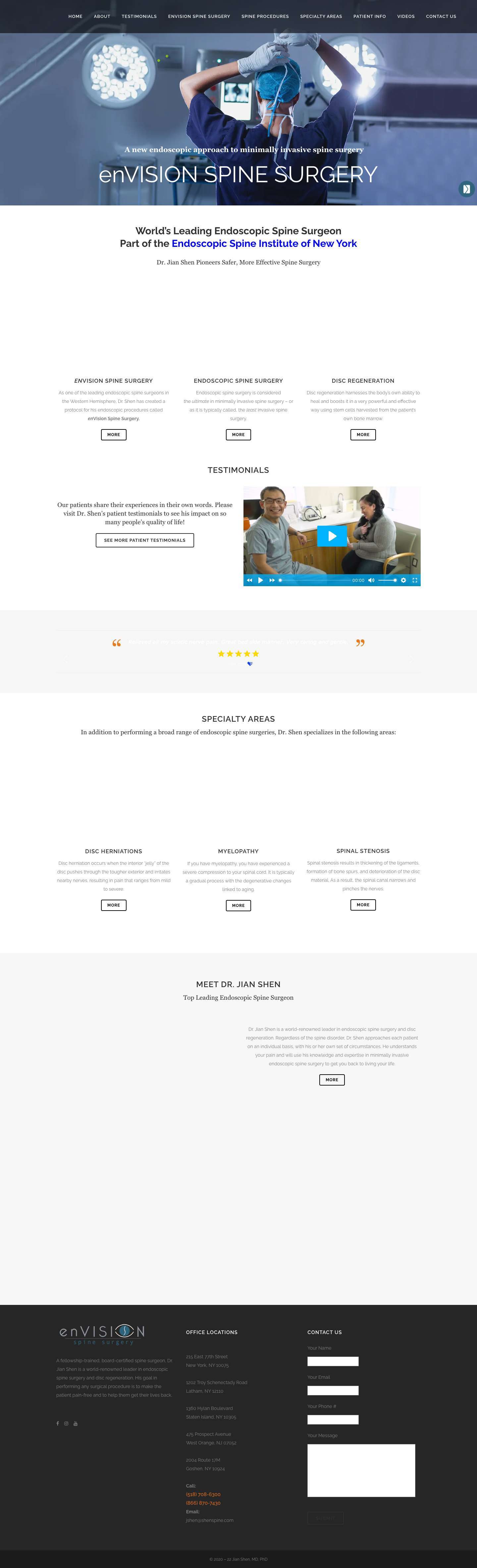 EnVision Spine Surgery | Endoscopic Spine Surgery & Disc Regeneration - Full Screenshot