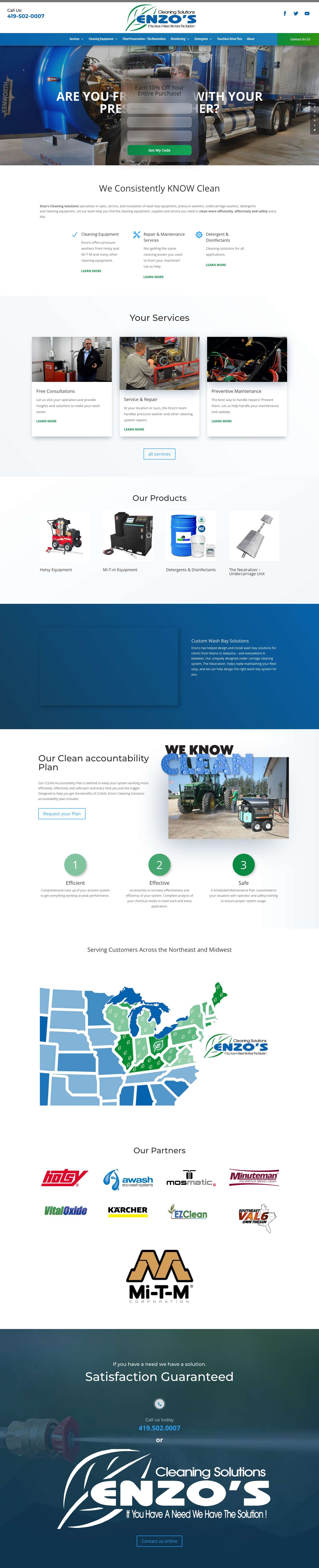 Enzo's Cleaning Solutions | Pressure Washers, Surface Cleaners, & More - Full Screenshot