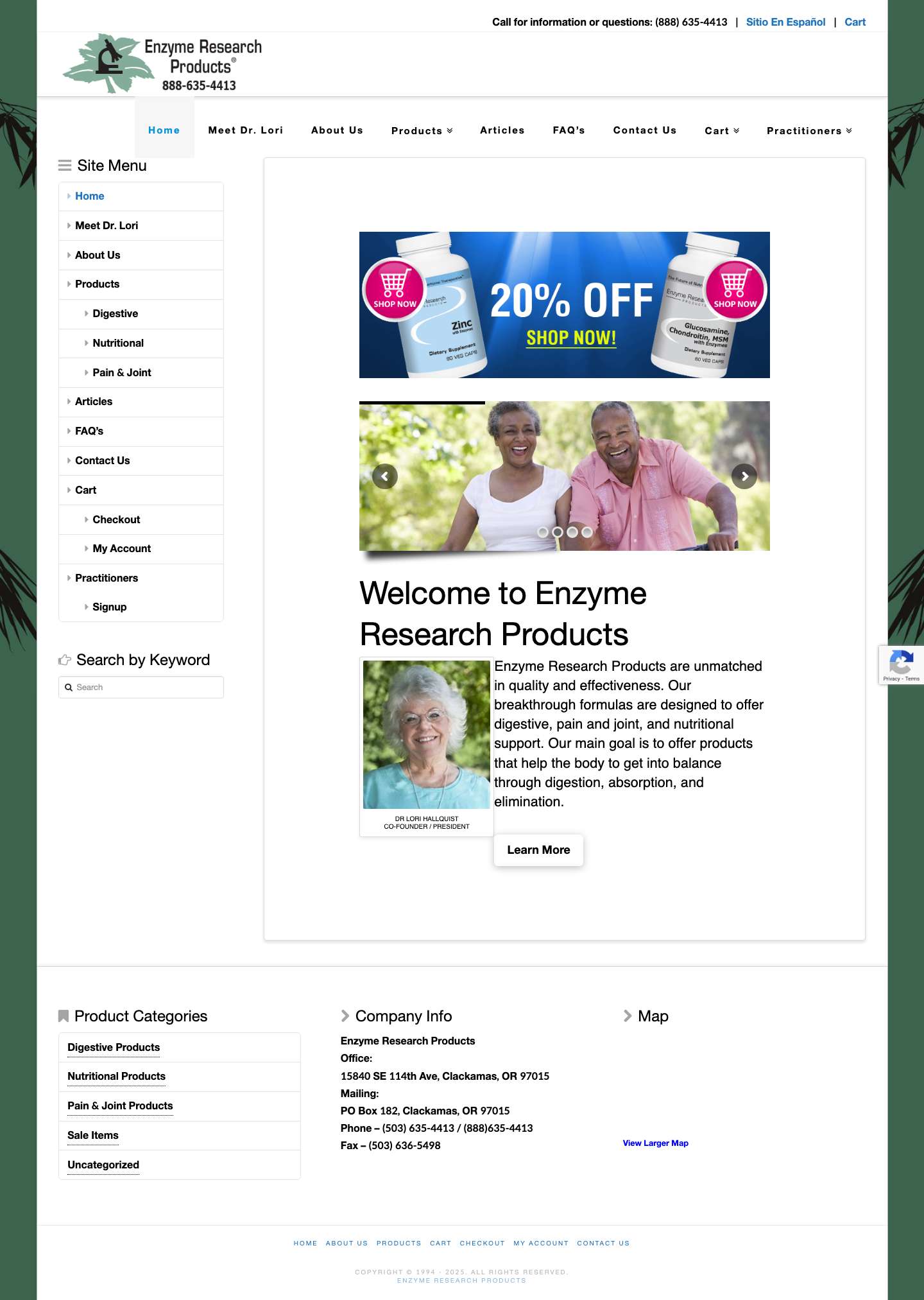 Home | Enzyme Research Products | Retail English Site - Full Screenshot