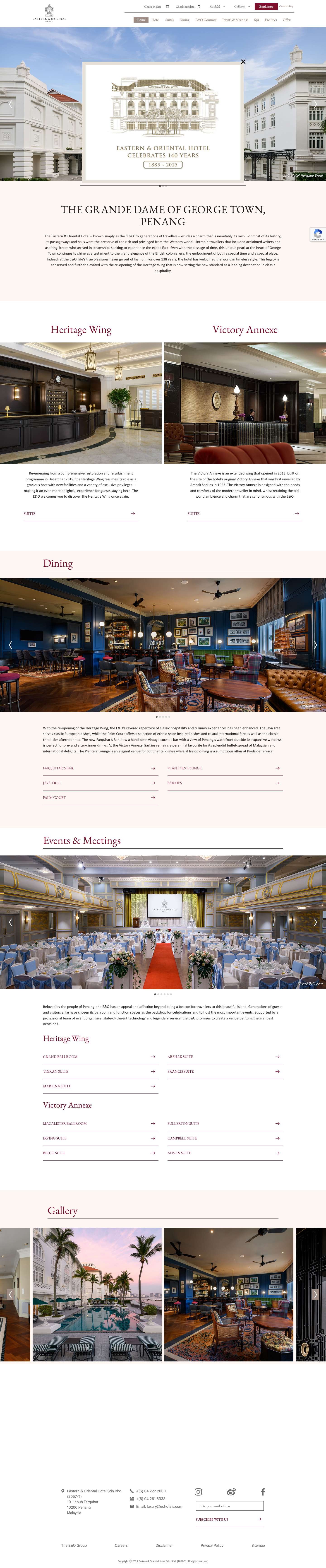 Eastern & Oriental Hotel - Full Screenshot