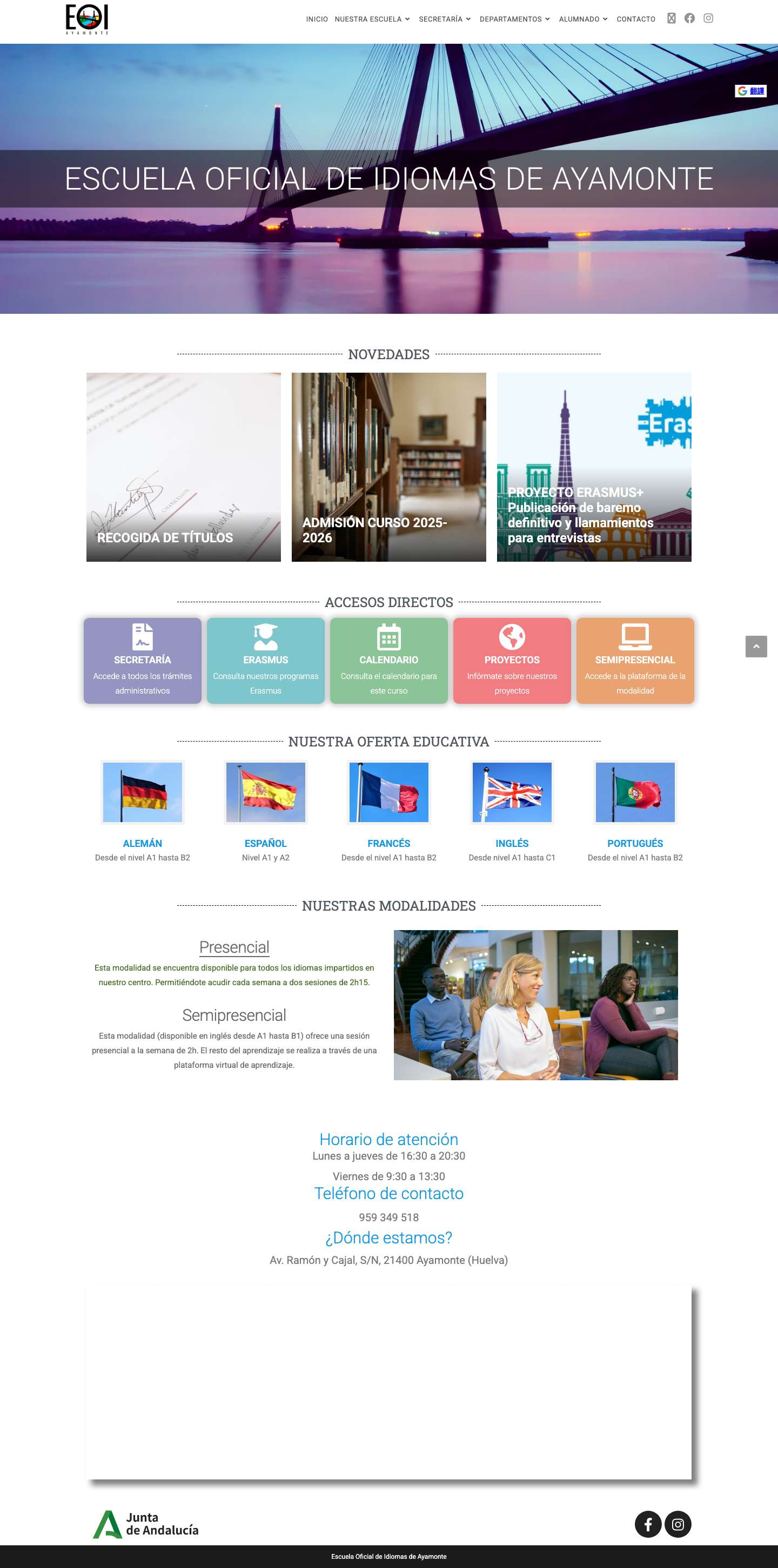 EOI Ayamonte – Escuela Oficial de Idiomas de Ayamonte - Full Screenshot